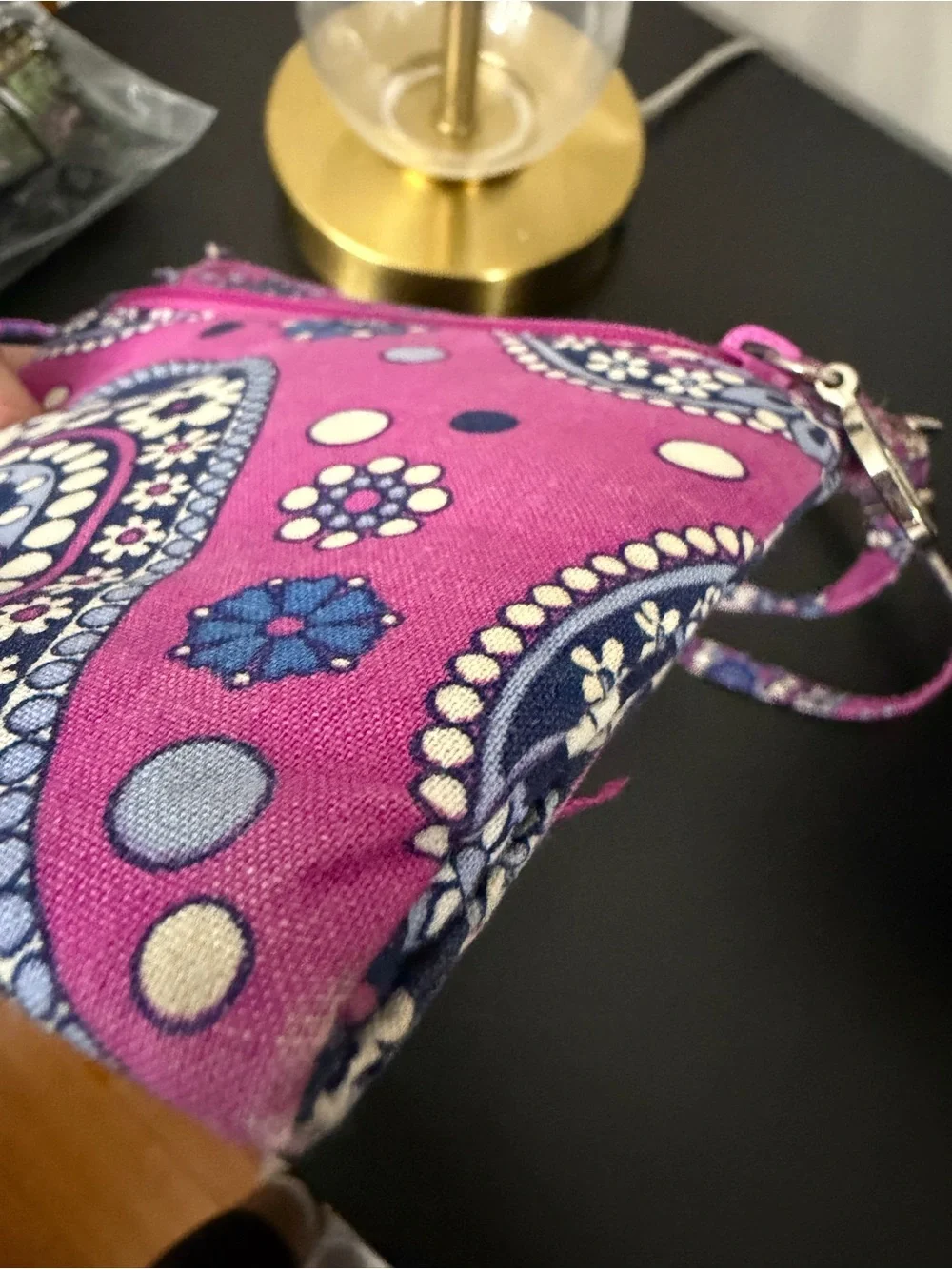 Vera Bradley Magenta and Blue Paisley Crossbody Bag